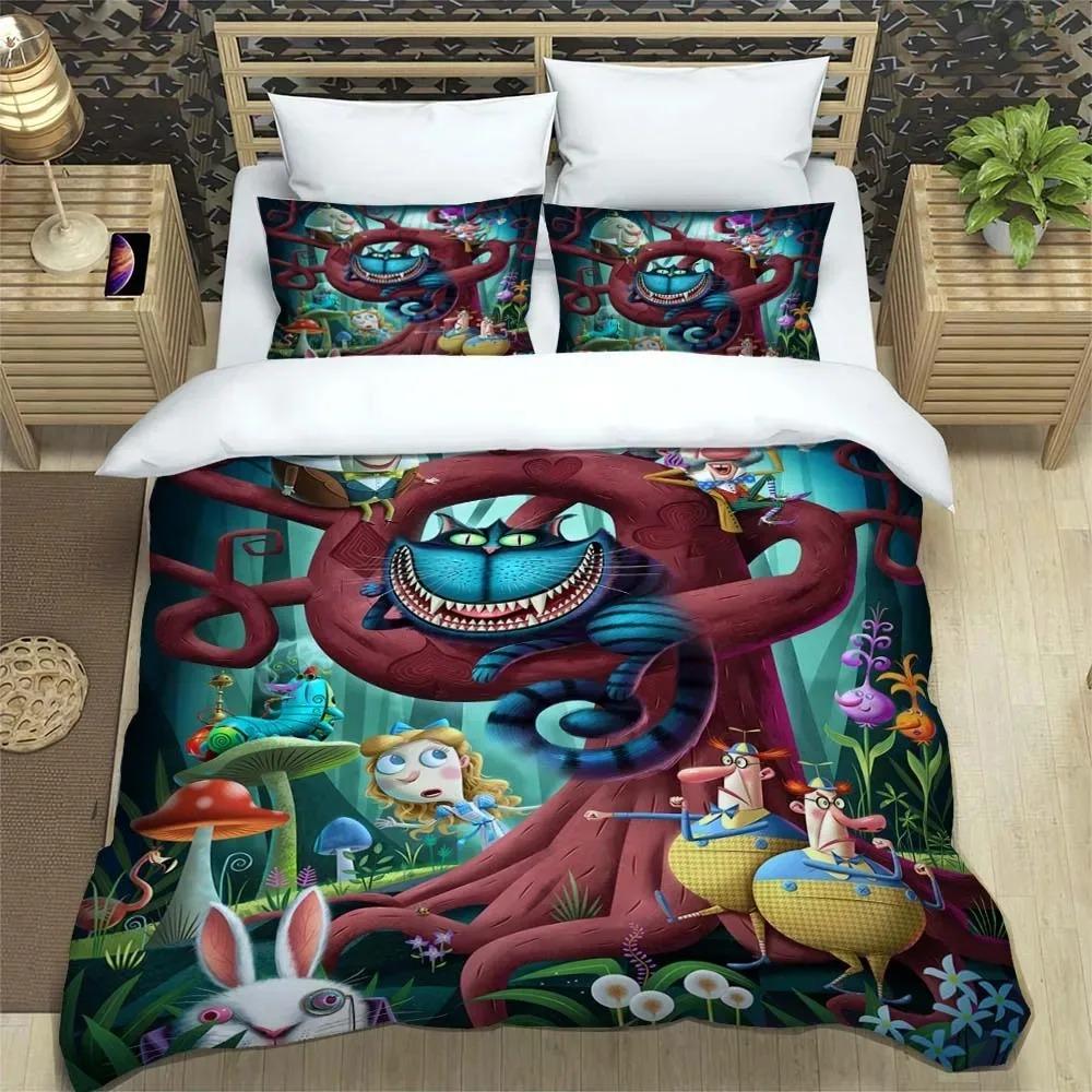 Alice In Wonderland Anime Bedding Set Printed Soft Bedding Set Duvet Cover Children Adult Birthday Gift