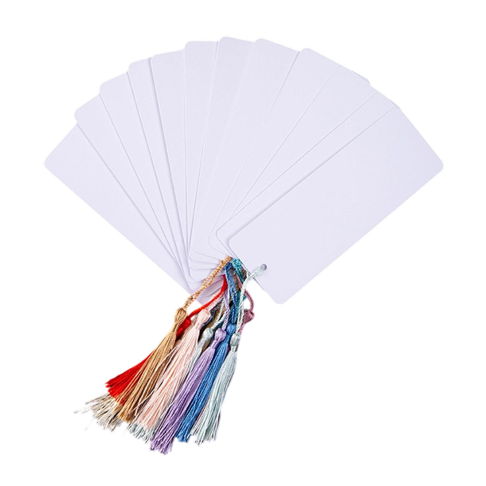 

Набор из 60 пустых закладок Прямоугольные бумажные закладки с разноцветными кисточками Белые закладки для проектов ручной работы 4