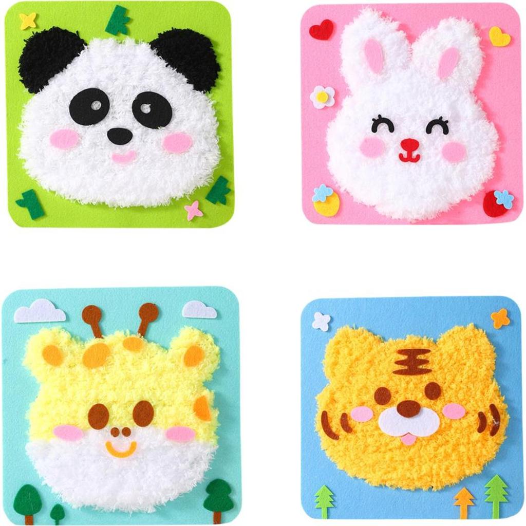 DIY Embroidery Animal Face Set Cartoon Animal Creative DIY Arts Crafts DIY Educational Sewing Kit for Beginners Crafts Gifts