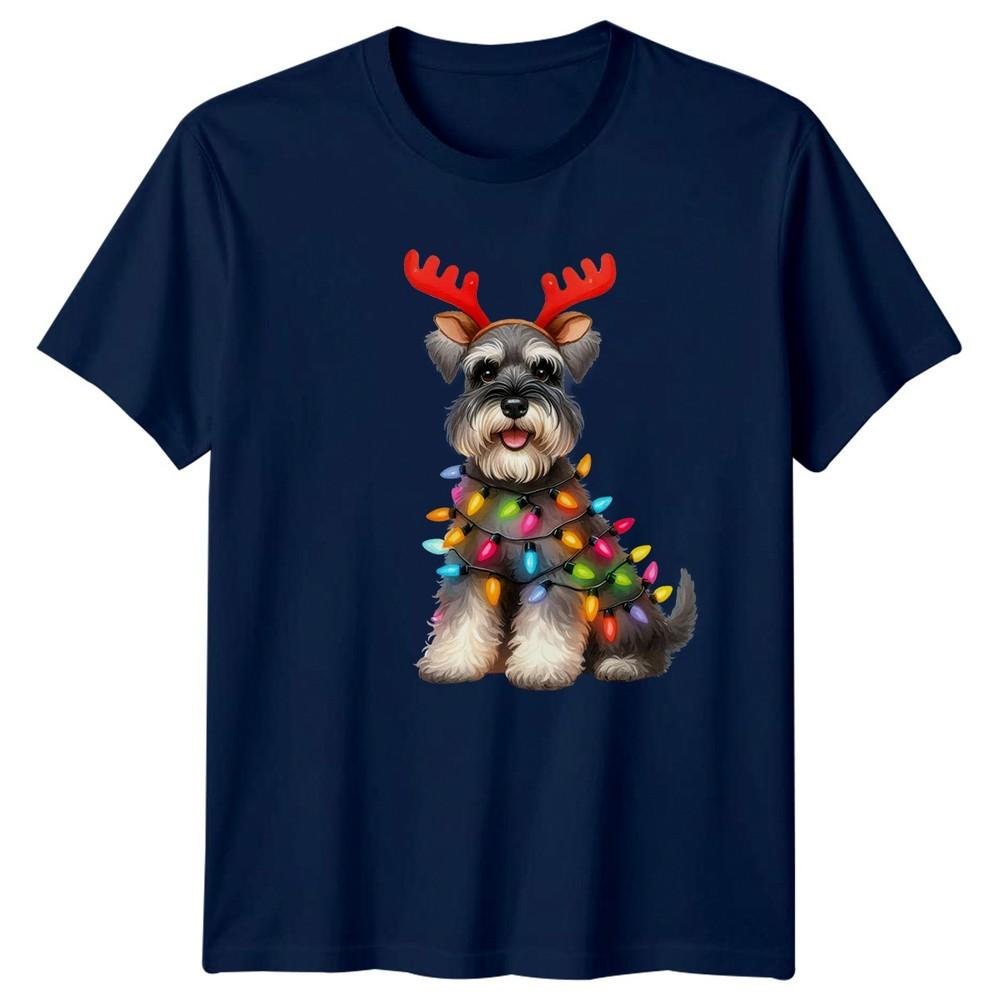 Schnauzer Christmas Lights Holidays Unisexs TShirt Unisexs Tee Graphic Unisex Top