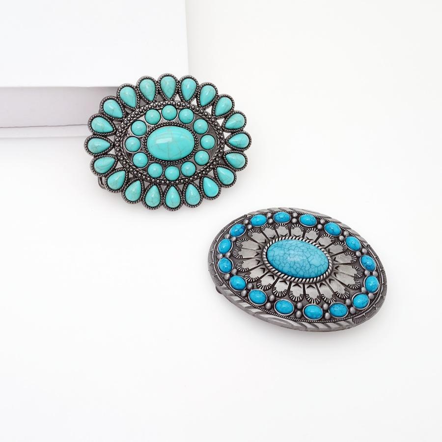 Zinc Alloy Bohemian Niche Belt Buckle Oval Belt Buckle Automatic Snap Buckle Retro Style