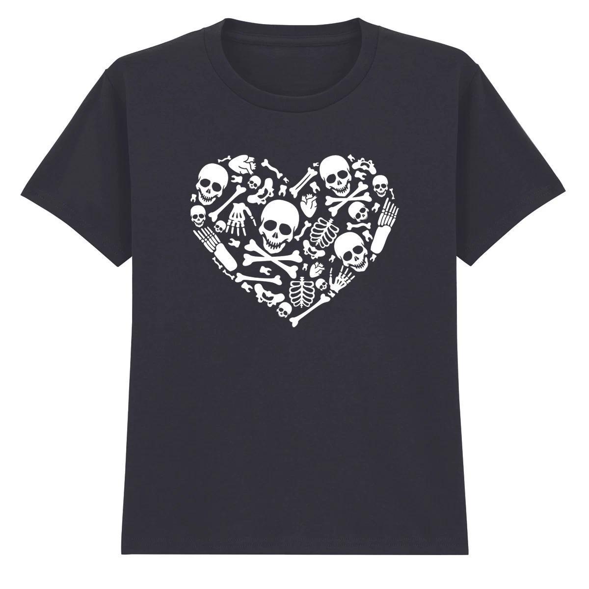 Skeletons Heart Kids T-Shirt Boys Girls Anatomy Graphic Tee 150