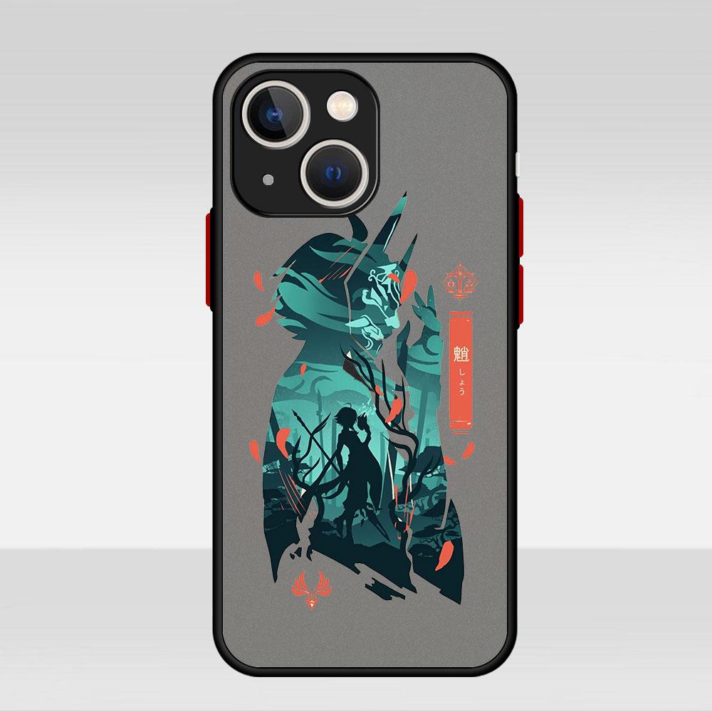 

Чехол Anime Genshin Impact Cute для Apple iPhone 14 13 11 12 Pro 7 XR X XS Max 8 Plus 6 6S SE 2022 14Pro Black Matte Phone Funda iPhone SE 2022