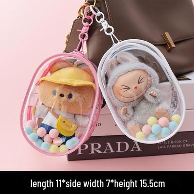 15CM Cotton Doll Storage Bag: Trendy Transparent Dustproof PVC Bag for Toy Outings and Display