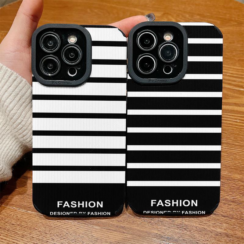 Vertical Grain Leather Simple Design Printed Soft Silicone Phone Case Back Cover with Camera Lens Full Protection for Samsung
