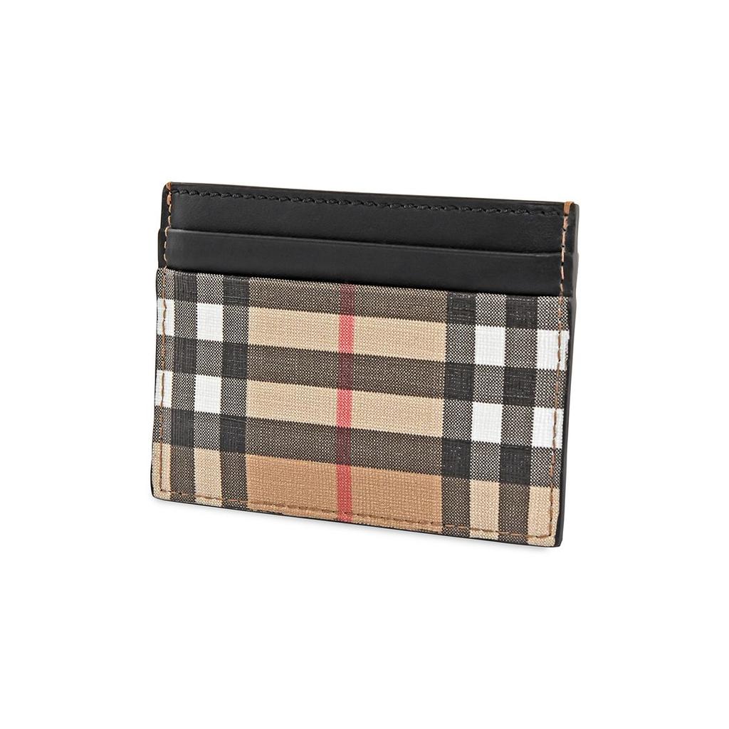 Burberry Vintage Style Patchwork Cotton And PU Wallet Card Holder Unisex Wallets Light-Brown Khaki 80166141