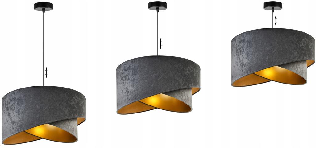 Hanging Lamp Ceiling Chandelier Golden Velvet Lampshade