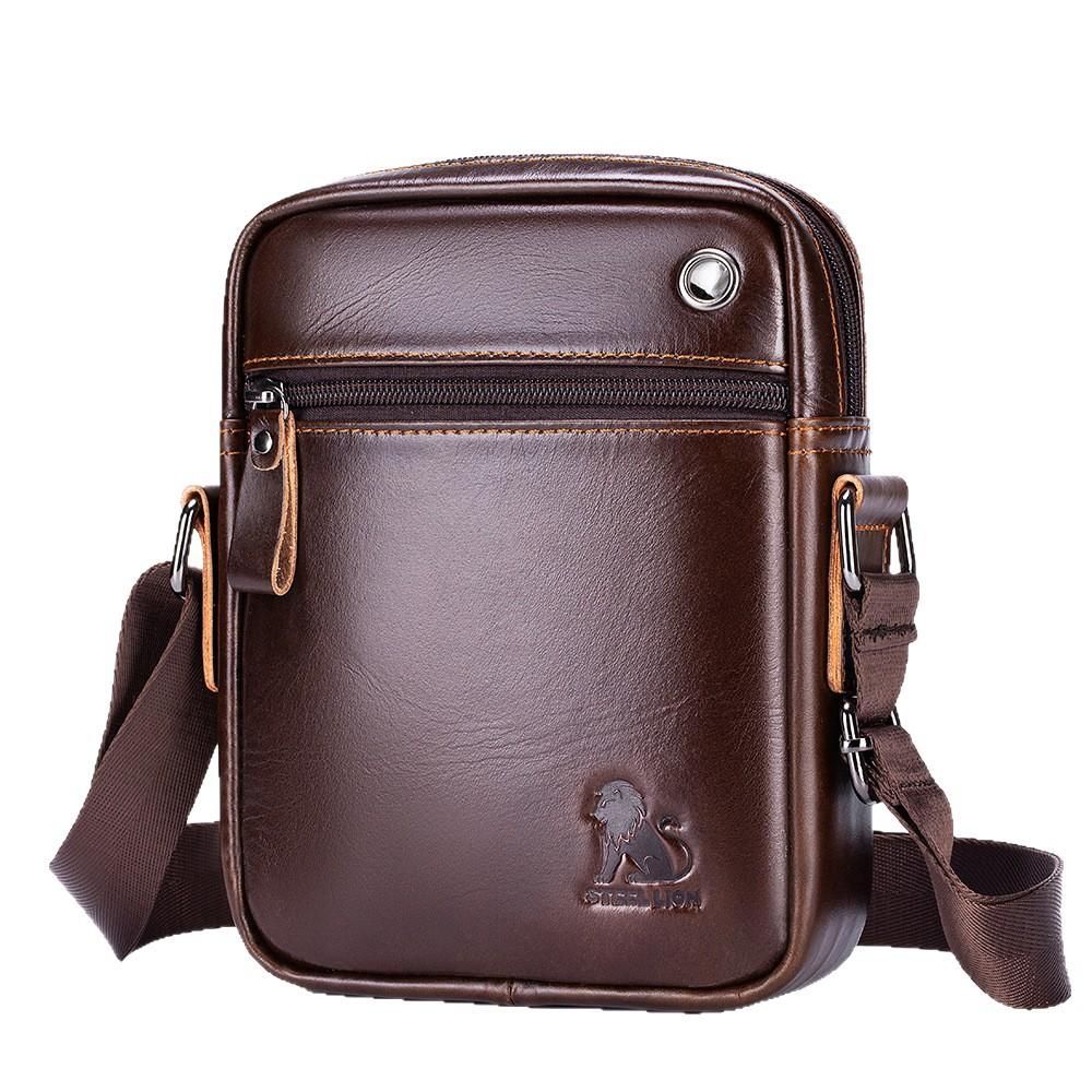 

Luxury Brand Men s Real Leather Crossbody Bag Fashion Casual Shoulder Messenger Bag for Travel Business Vintage Style темно-коричневого
