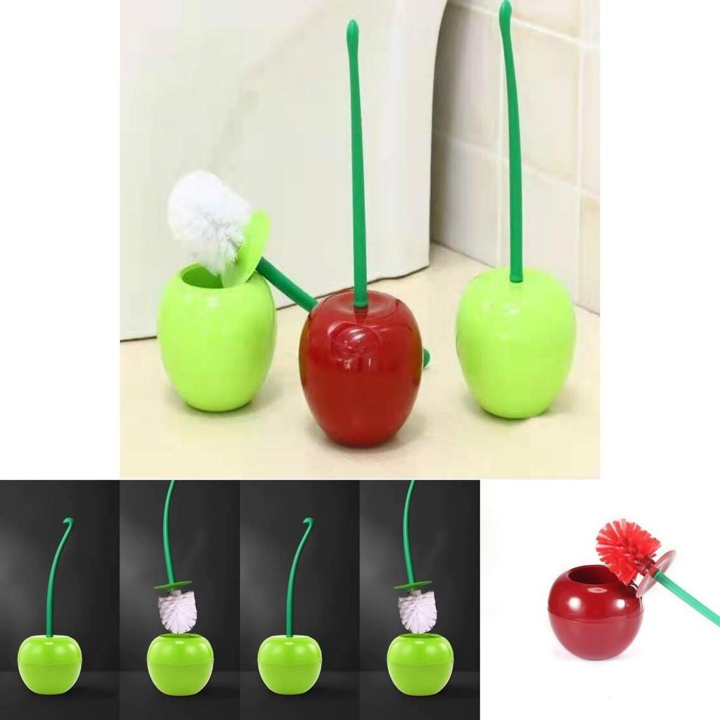 Long-handled Soft Bristle Toilet Brush Set Cherry Toilet Brush For Daily Household Cleaning Creative Plastic Cleaning Brush For Toilet