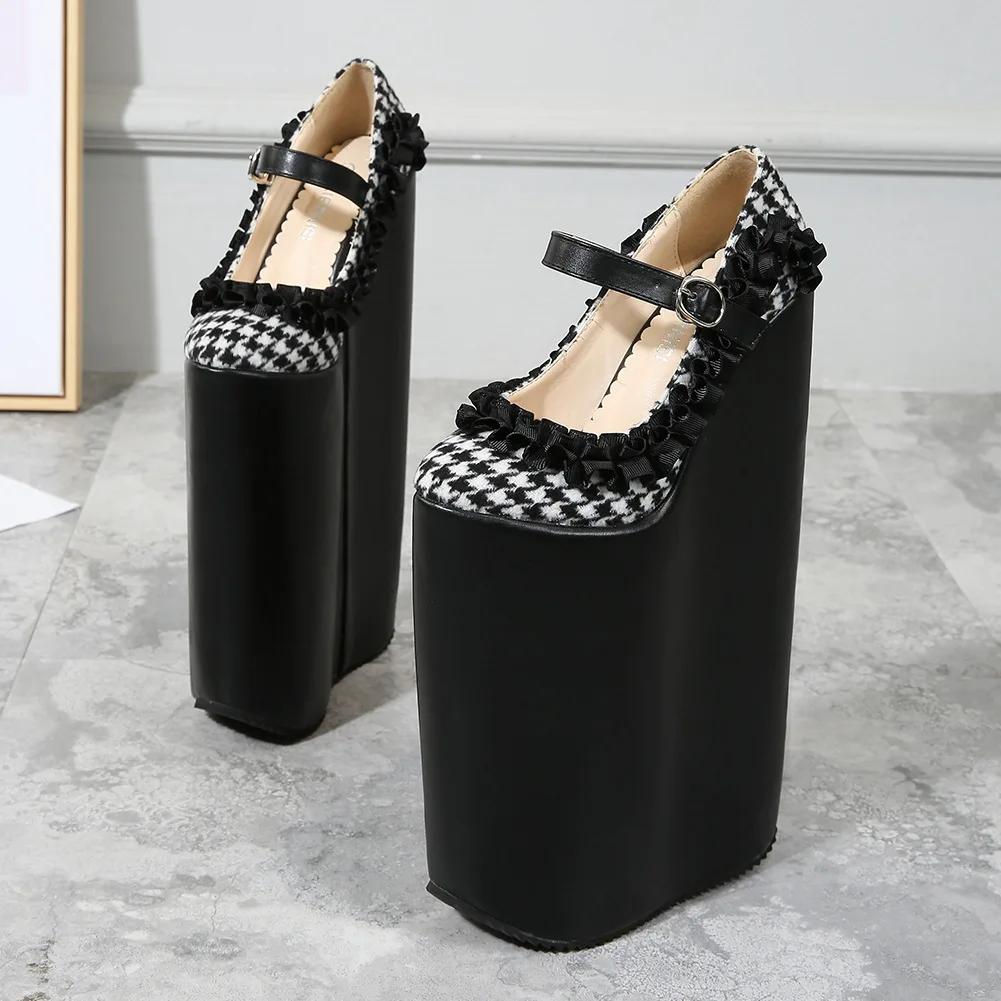 Fashion 30cm Individual Design Sense Buckle Women's Muffin Heel Shoes Sweet Round Head Fashion Shoes European / American Style Sub Shoes