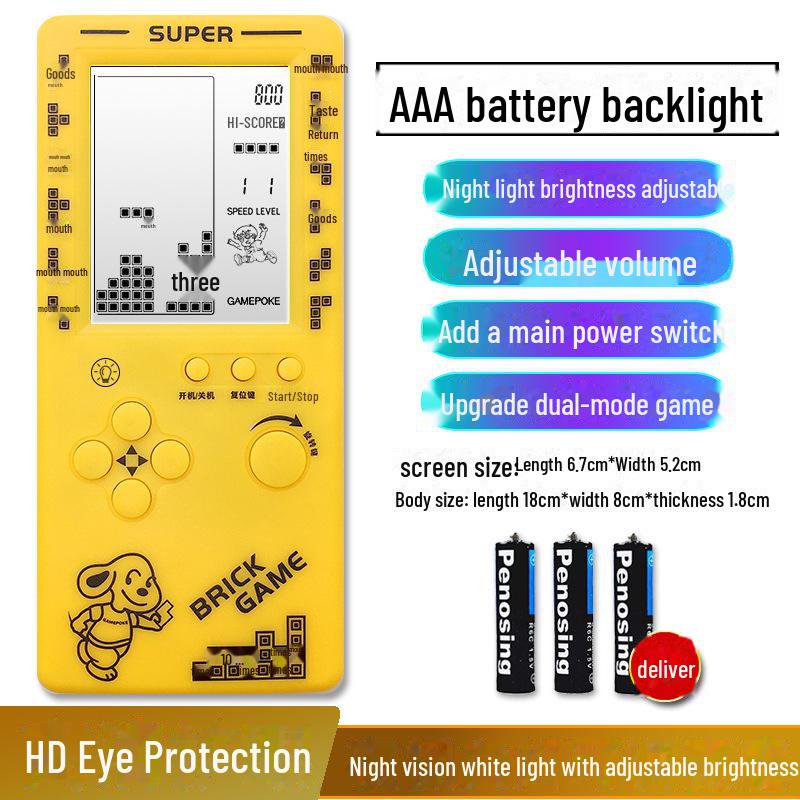 "4,1-Zoll Großbildschirm Retro Tetris Spielkonsole - Wiederaufladbares Klassisches Kinderspielzeug"