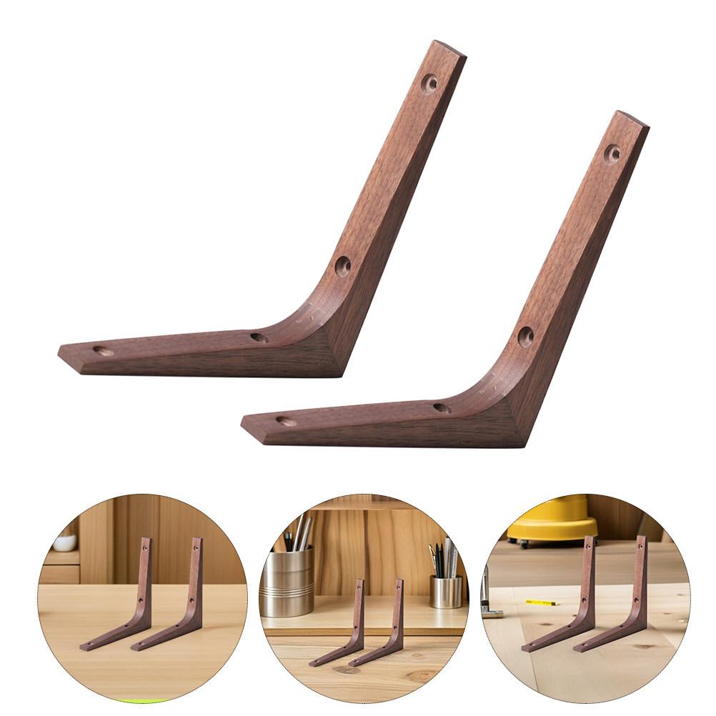 2Pcs Sturdy Wall Shelf Fixators L-Shaped Wooden Bracket Supports for Shelves Fixing and Wall Rack Installation