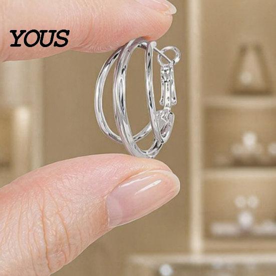 Earring 1 Pair Gold/Silver Hoop Earrings for Women, Chunky Casual And Formal Triple Split Earrings, Multi Statement Jewelry