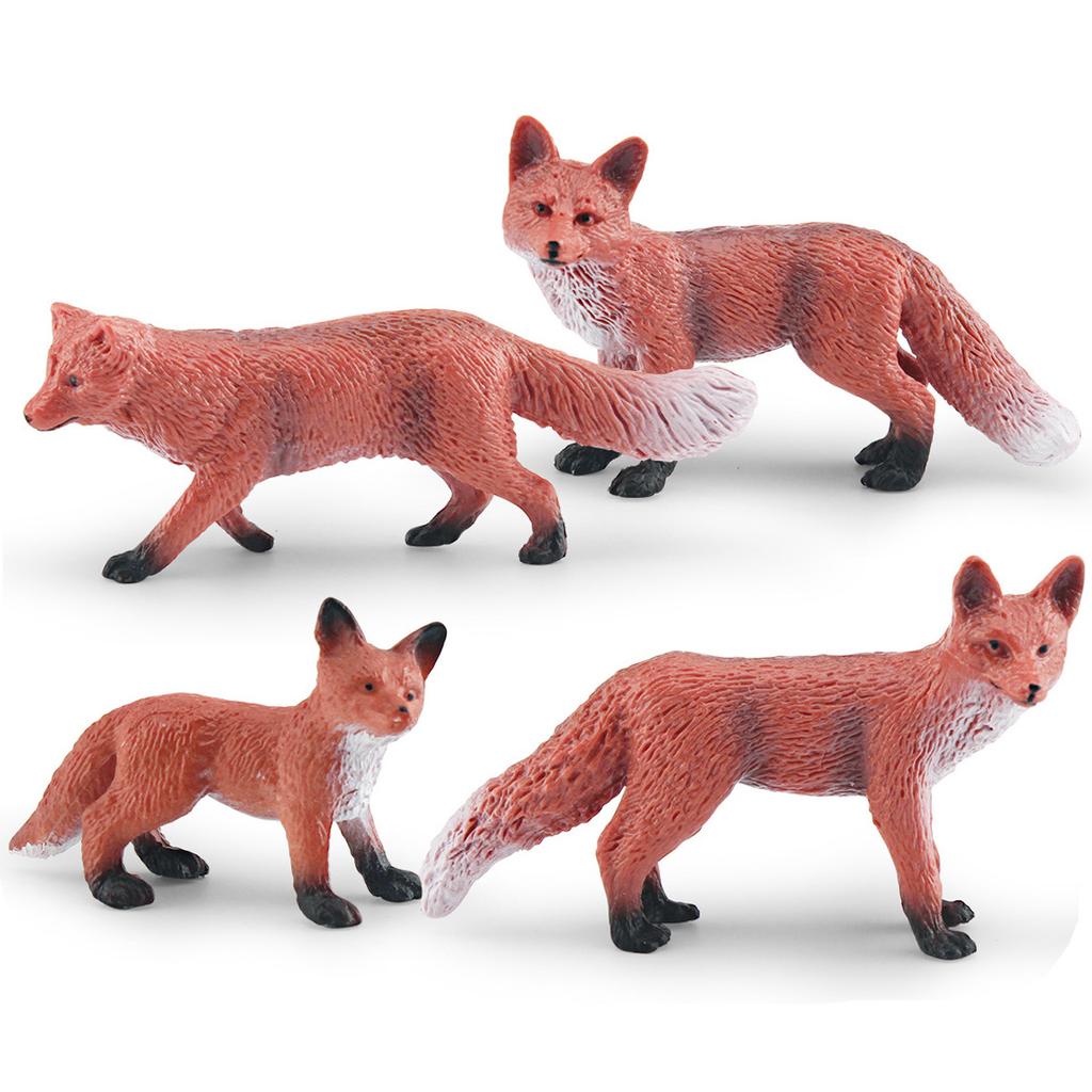 Simulated Forest Animal Fox Model Toy 4 Foxes Firefox Red Fox Desktop Static Ornament