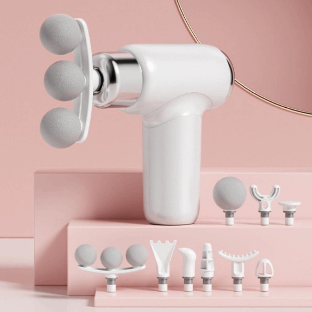 Compact Size Mini Electric Fascia Massager 9 Replaceable Head Fascia Machine Massager Post-Workout