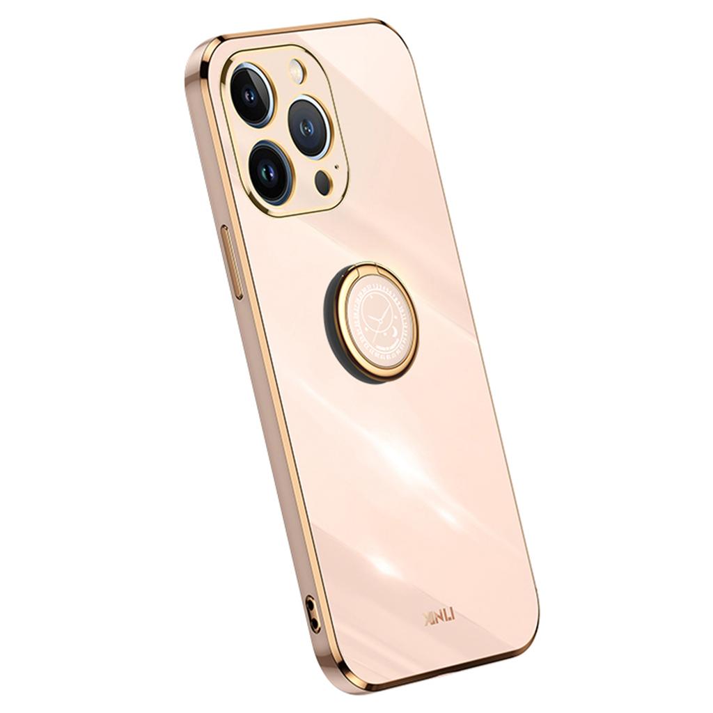 XINLI For iPhone 16 Pro Max Case Ring Kickstand Electroplating TPU Phone Cover