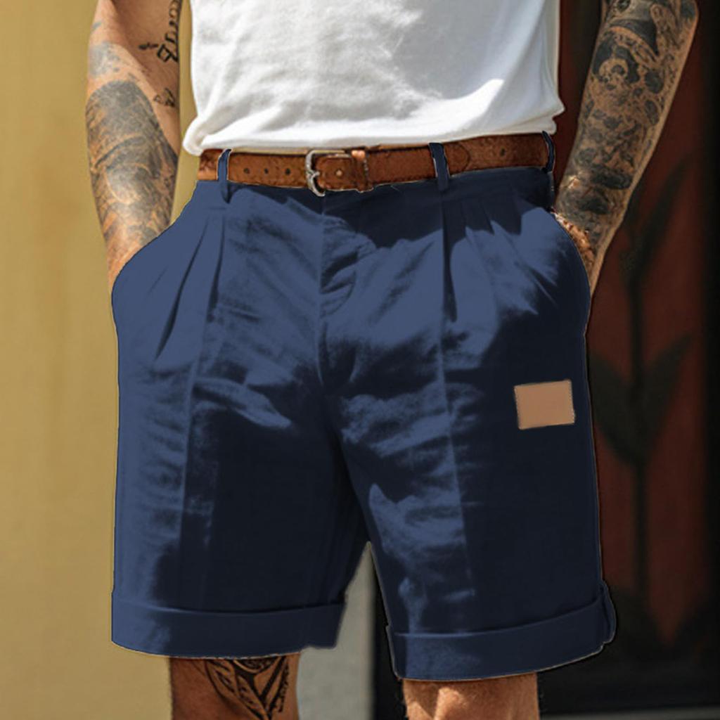 Pantaloncini Casual da Uomo Con Comode Tasche Leggere a Bottone e Pantaloncini da Spiaggia Monocromatici