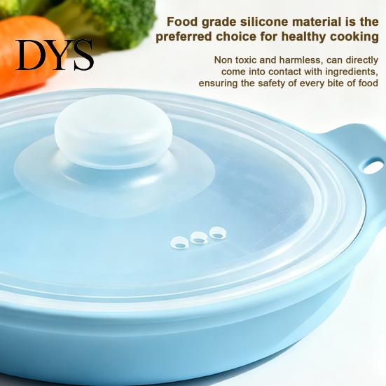 High Temperature Safe Kitchen Tool Foldable Silicone Microwave Steamer, Collapsible Steamer Bowl, Splash Proof Steaming Lid Heat-Resistant Food-Grade