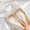 Fashion Brand Design Sequin Cloth Wedding Shoes Women 2025 Summer Pointed Toe High Heel Party Dress Pumps Luxury Glitter Flower Shoes