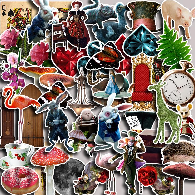 Wonderful Alice Animal Cartoon Diary & Suitcase Stickers - 45 Sheets