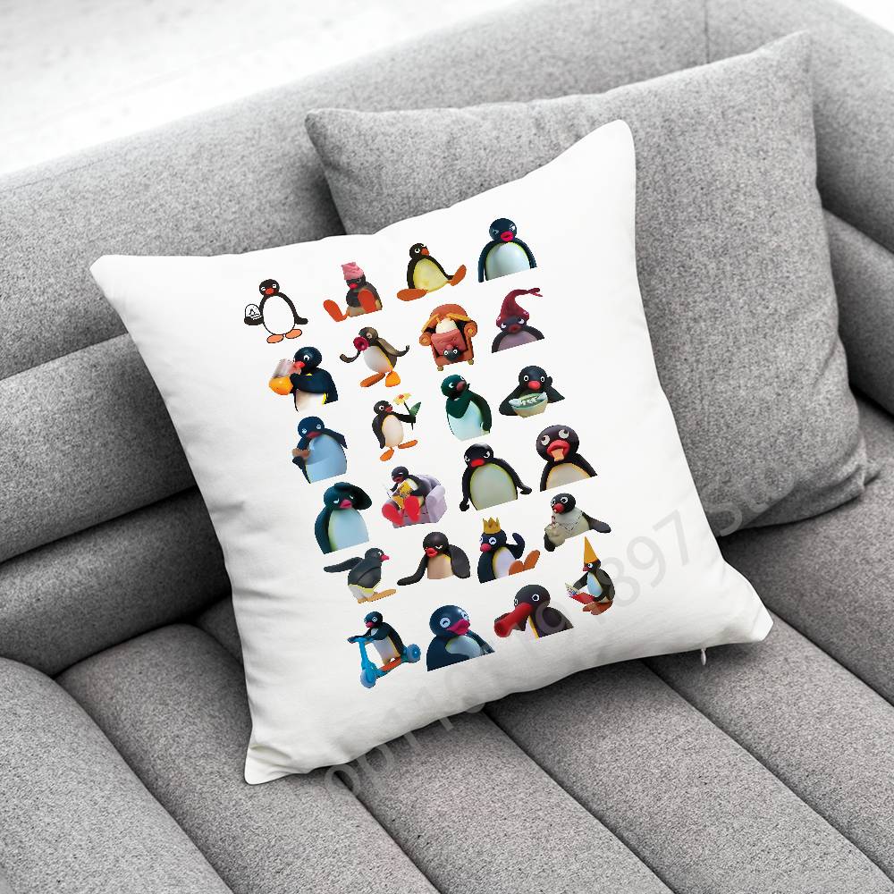 Penguin P-Pingu Funny Throw Pillow Case For 50X50Cm 40X40Cm 55X55Cm 45X45Cm 30X30Cm Square Bedroom Pillowcase Cover