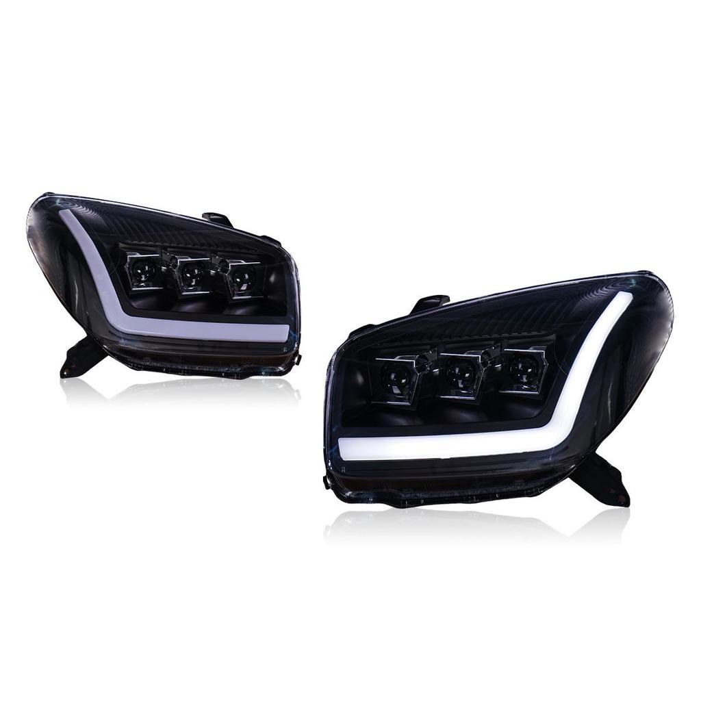 LED Headlight Assembly with Three-Eye Projector & Flowing Turn Signals for 03-04 Toyota RAV4