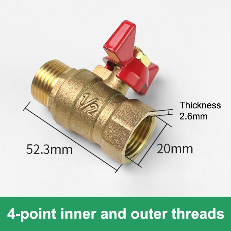 1 Piece Air Compressor Water Gas Oil Shut Off Valve Butterfly Stem Brass Ball Valve 1/4" 3/8" 1/2" Bsp Threaded Male To Female