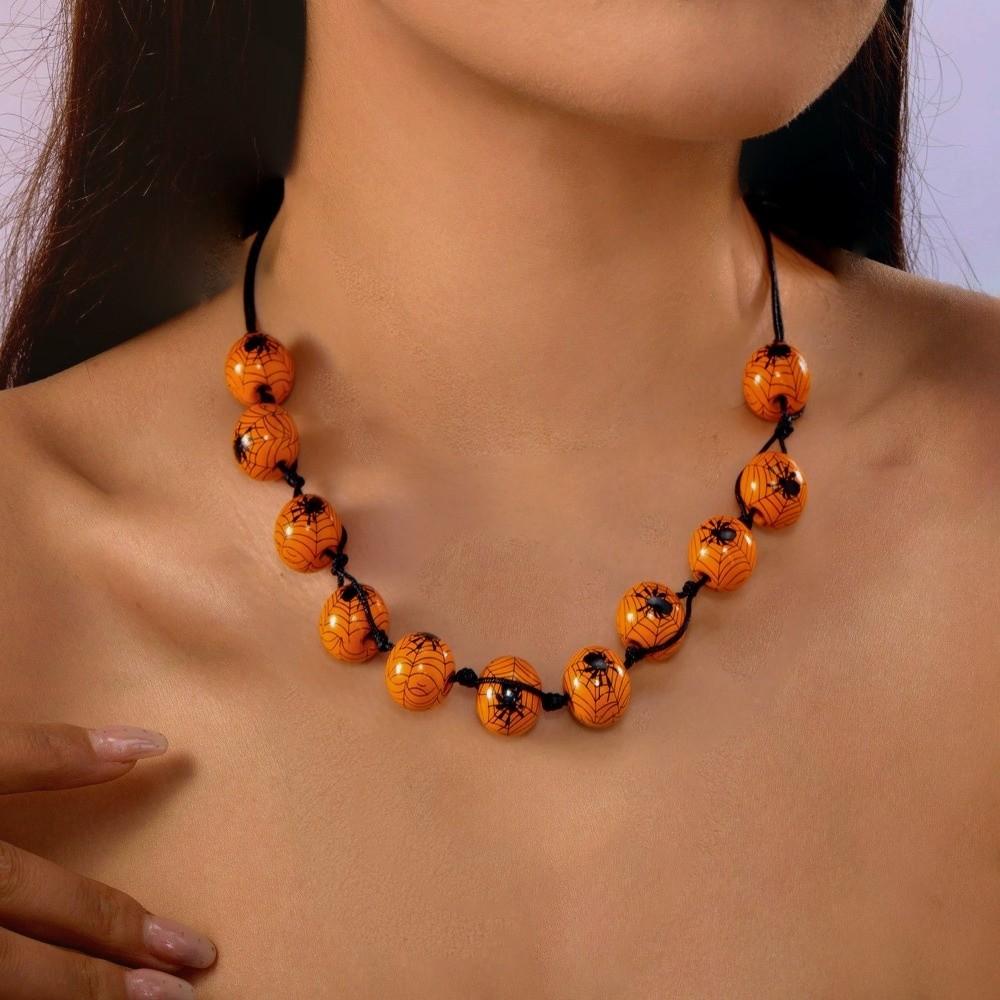 Black Rope Blood Beads Collarbone Chain Tassel Halloween Jewelry Halloween Necklace  Cosplay