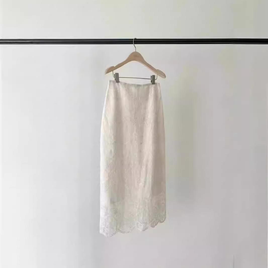 

Корейская кружевная юбка Dongdaemun с высокой талией - милая, нежная, длинная юбка для женщин L