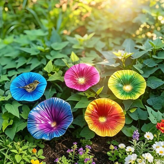 Metal Flower Bird Bath, Decorative Garden Bird Bath Feeder, Outdoor Wild Bird Feeder with 2-Prong Base for Garden Backyard Decor