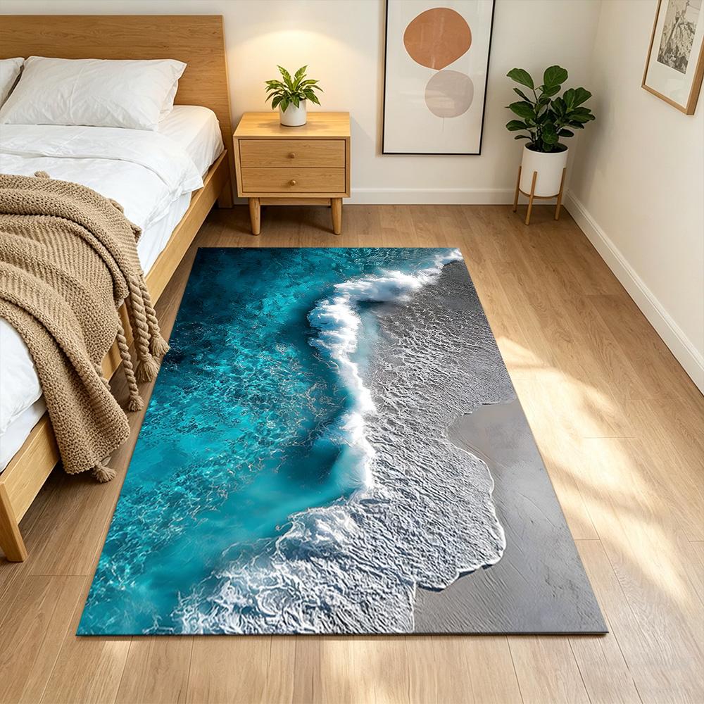 Ocean Waves Meeting Sand Non-Slip Home Carpet Design for Office Decor Living Room Gift
