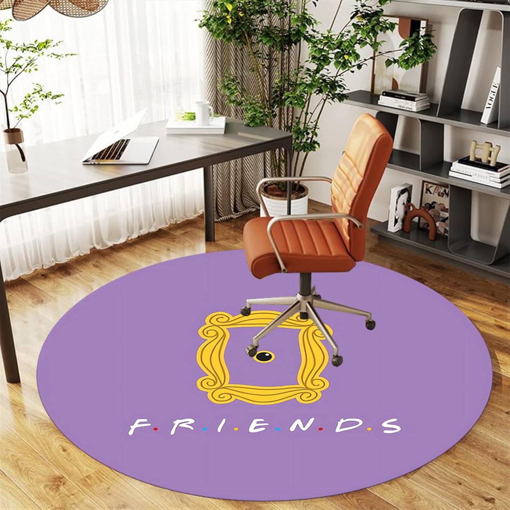 1pc Friends Frame Round Chair Mat Area Rug - Non-Slip, Floor Mat for Office, Bedroom, Home Decor Christmas Gift P0811219