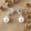 Luxurious large high-end imitation pearl earrings for women's synthetic zircon earrings