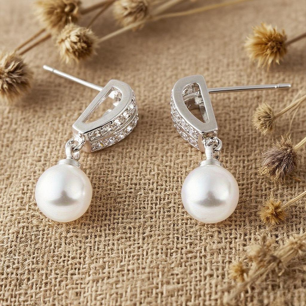 Luxurious large high-end imitation pearl earrings for women's synthetic zircon earrings