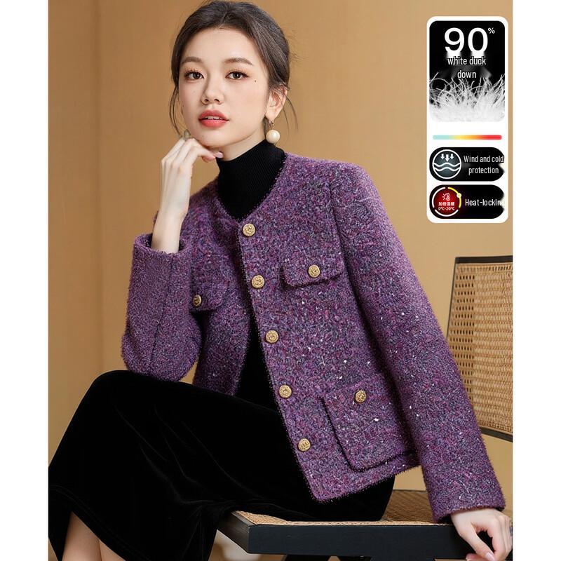 Melanie Sequin Tweed 90% Duck Down Jacket