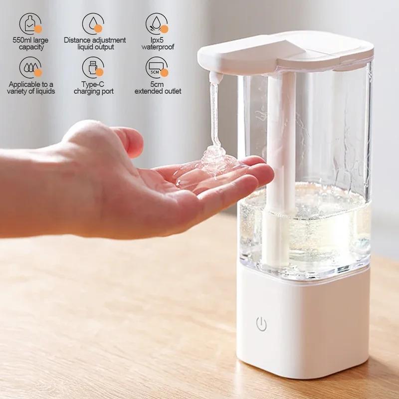 550ml Automatic Touchless Soap Dispenser, Smart Sensor for Kitchen Detergent Bathroom Shampoo Shower Gel