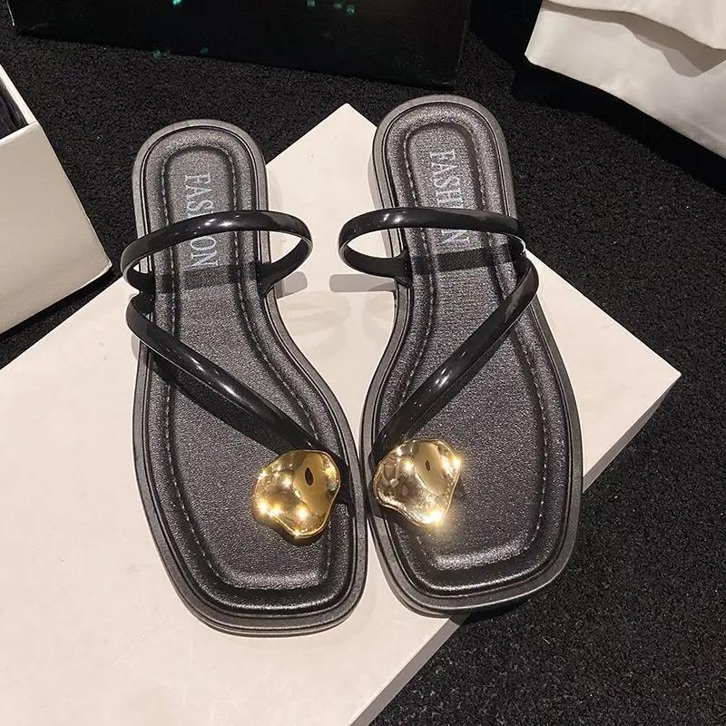 Fashion Outside Black Slides New Fashion Woman Slippers High Quality H Sandal Korea Style Sandals Vip On Offer Non Slip Shoes for Women
