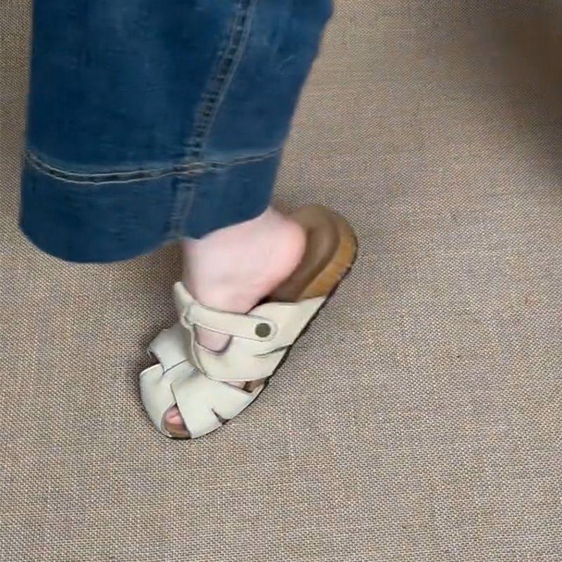 Thick-soled outer wear retro hollow bag head slippers women's new one-pedal lazy casual cool slippers