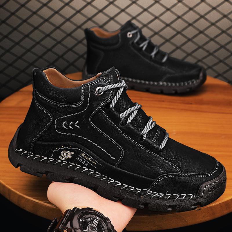 2024 Autumn/Winter Men's Plus Size High-Top Cotton-Lined Casual Warm Shoes