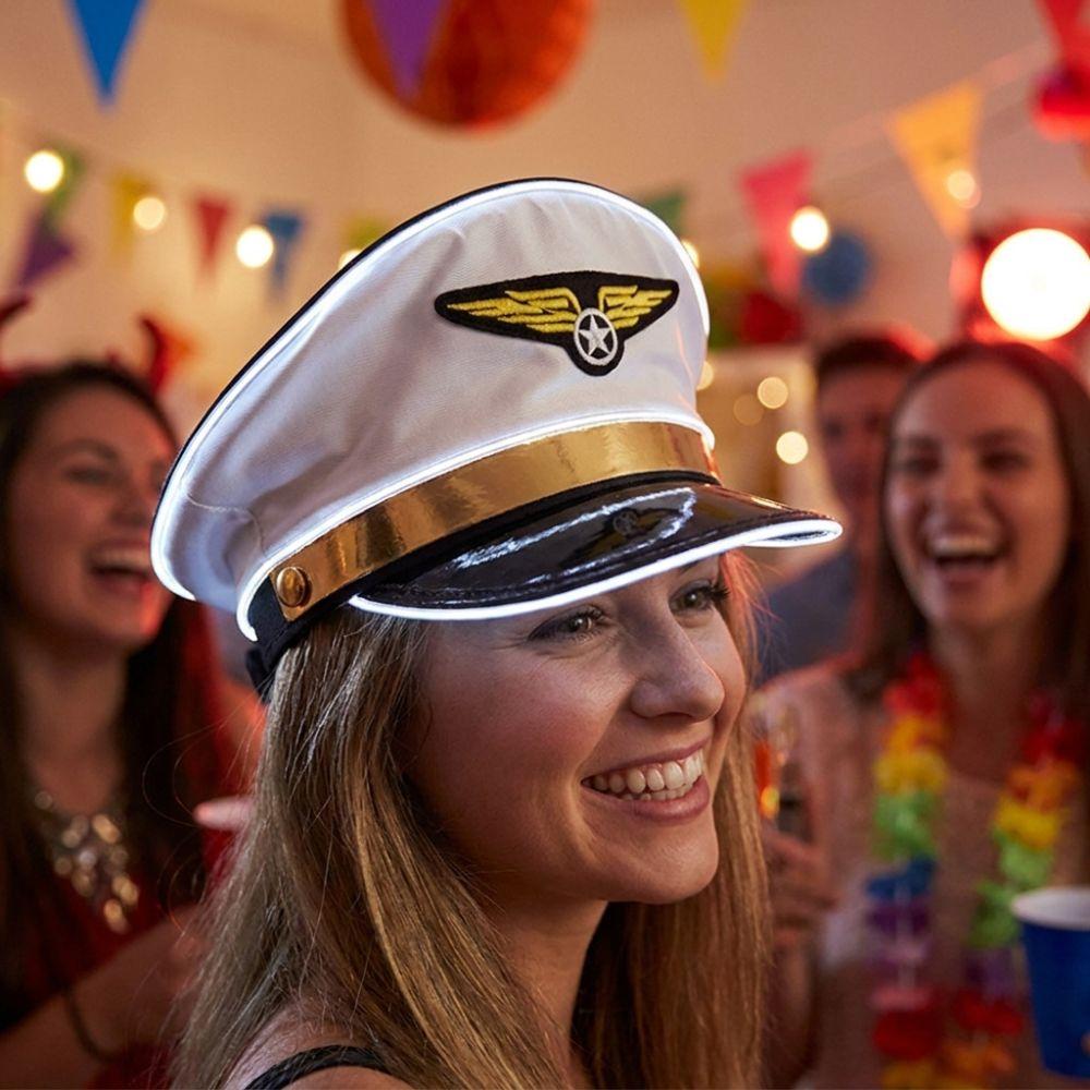 Boost Party Vibe Glowing Party Cap Adjustable Luminous Air Force Hat  Fancy Dress