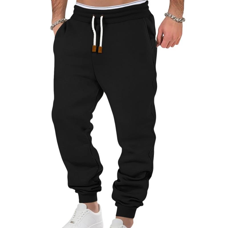 Men's pants spring and autumn solid color trendy sports casual sweatpants loose tied feet stacking pants