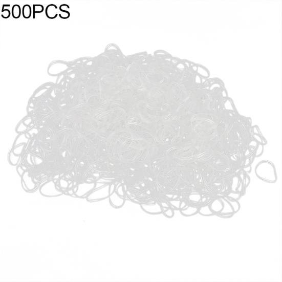 500Pcs Disposable Clear Rubber Band Elastic Bind Tie Hair Ring Ponytail Holder