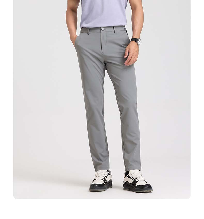 Langdeng Men's Spring/Summer Stretch Machine Washable Breathable Sweat Wicking Straight Leg Casual Pants with High Elasticity and Wrinkle Resistance
