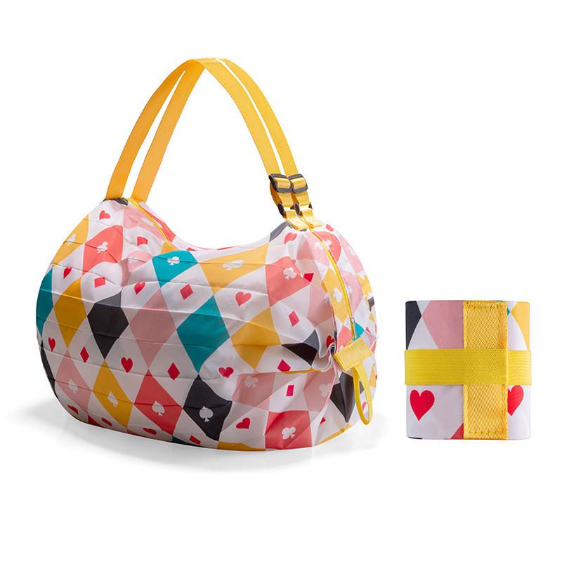 Nylon Foldable Shopping Bag With Large Capacity Waterproof Tote For Grocery Use