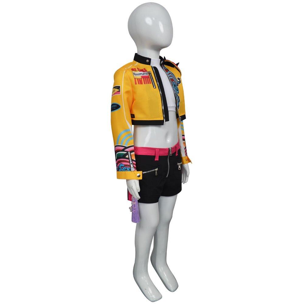 Movie K-Pop Demon Hunters Cosplay Costume Rumi Kids Set Top Pants Jacket Halloween Party Props Stage Show Accessories