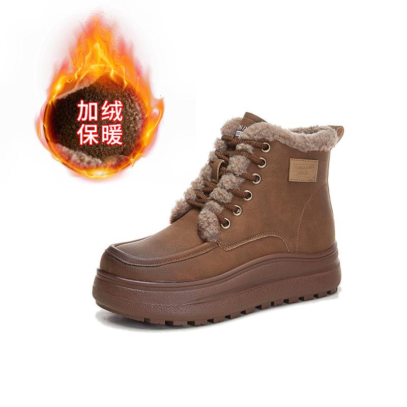 New platform snow boots women's 2025 winter women's velvet warm short boots women's retro famous style versatile women's boots