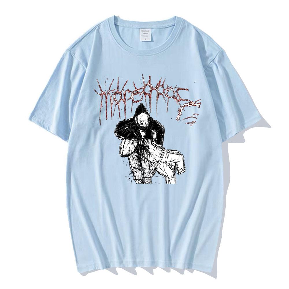 Men Tees Ken Carson More Chaos Album T-shirt Cotton Round Neck Fashion Tshirts Hip Hop Unisex Streetwear Graphic Clothing