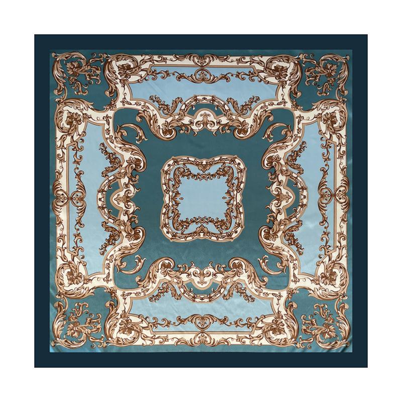 Artificial Silk Headscarf Satin Square Scarf 90cm Headscarf Women's Printing Silk Scarf Trendyeasiest for Match Shawl