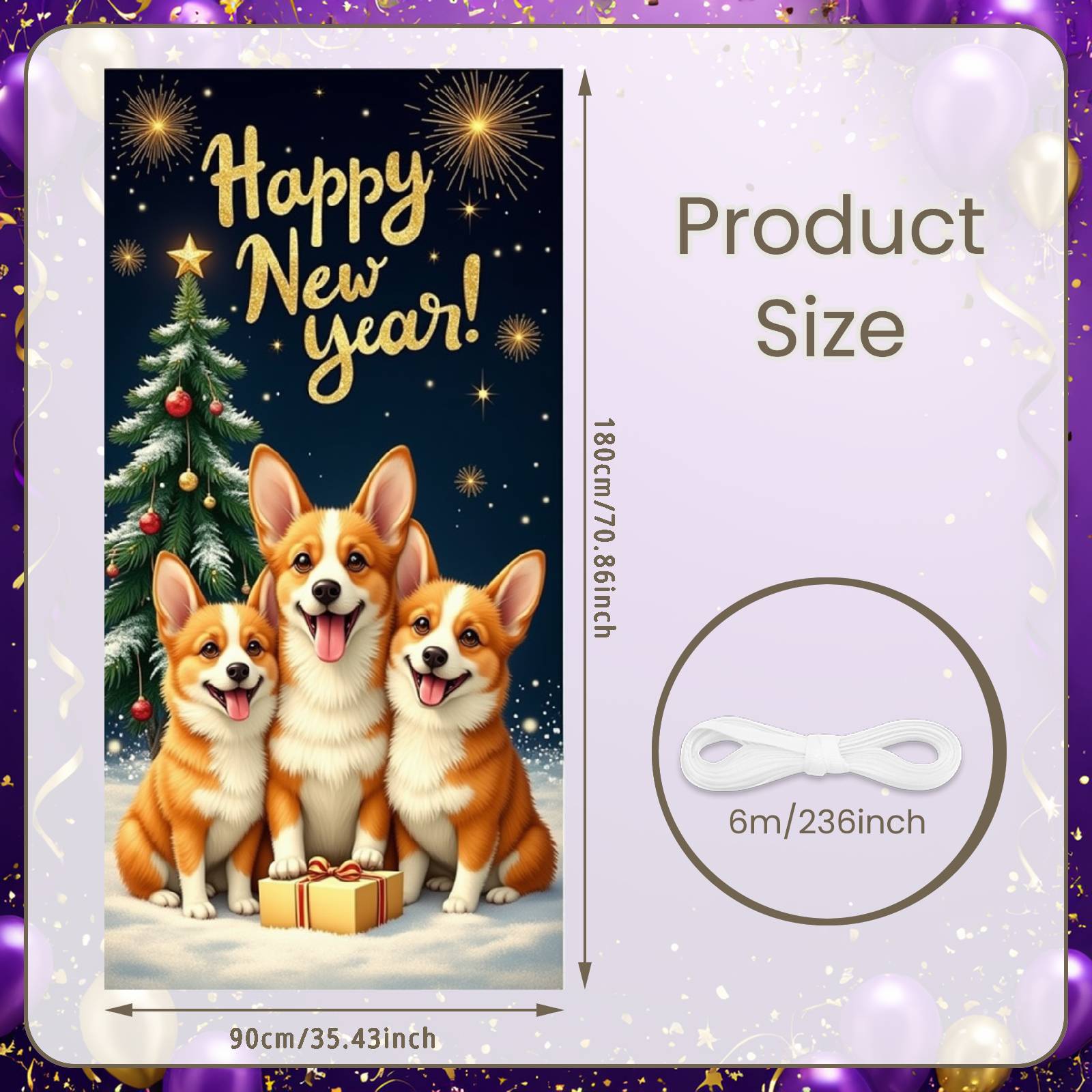 

Christmas Display Corgi Design Dog Themed Backdrop Winter Holiday Background Dark Blue Background New Year Display For Festive