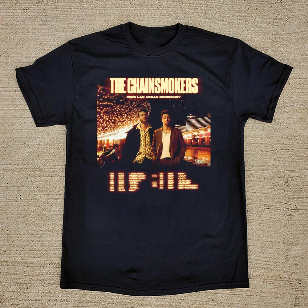 The Chainsmokers 2025 Las Vegas T Shirt Full Size S to 5XL Unisex T-Shirt XL